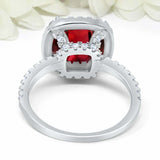 2.75ct Cushion Red Ruby Engagement Ring Diamond Accent Halo 14k White Gold Over