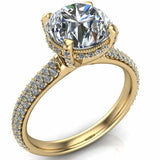 2.5ct Round Cut Diamond Engagement Ring Milgrain Hidden Halo 14k White Gold Over