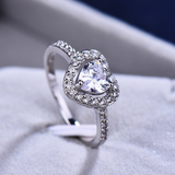 2.5ct Heart Cut Diamond Engagement Ring 14k White Gold Finish Halo Heart Shape