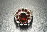 2.6ct Engagement Ring Oval Cut Red Garnet Floral Cluster 14k White Gold Finish