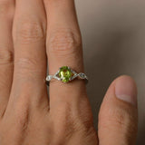 1.3ct Oval Cut Green Peridot Engagement Ring 14k White Gold Finish Unique Design