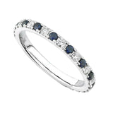 2ct Round Blue Sapphire Diamond Eternity Wedding Band Ring 14k White Gold Finish