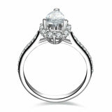 1.6ct Pear Diamond Engagement Ring Halo Solitaire with Accent 14k WhiteGold Over