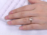 1.6ct Emerald Cut Peach Morganite Diamond Halo Solitaire Ring 14k Rose Gold Over