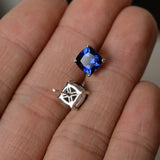 1ct Cushion Cut Blue Tanzanite Solitaire Stud Earrings 14k White Gold Finish