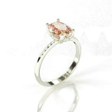 1.5Ct Oval Cut Peach Morganite Solitaire Ring 18K White Gold Over Diamond Accent