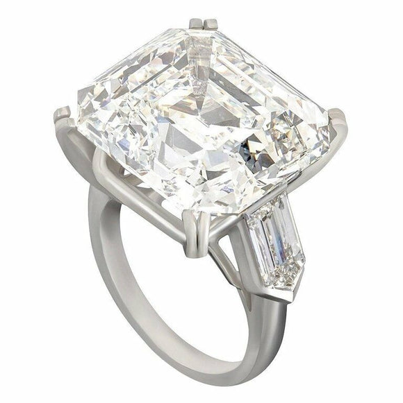 4Ct Asscher Baguette Cut Diamond Cocktail Engagement Ring 18K White Gold Finish