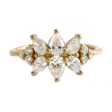 2.1ct Pear Cut VVS1D Diamond Engagement Ring 14k Yellow Gold Over Cluster Floral