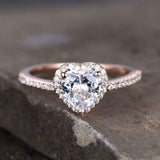 1.2ct Engagement Ring Heart Cut Diamond Round Accent Halo 14k Rose Gold Finish