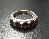 5ct Wedding Ring Band Round Cut Red Garnet Half Eternity 14k White Gold Finish