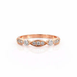 0.6ct Round Cut VVS1D Diamond Wedding Ring Band Half Eternity 14k Rose Gold Over