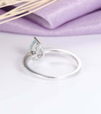 1.5ct Pear Blue Aquamarine Engagement Ring Curved Bridal Set 14k White Gold Over