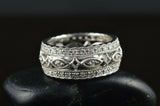 4Ct Round Cut Diamond Milgrain Vintage Wide Wedding Band 14K White Gold Finish