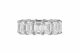 4.5ct Emerald Cut Diamond Wedding Band Iced Full Eternity 14k White Gold Finish