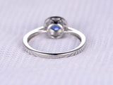 1ct Round Cut Blue Sapphire Engagement Ring 14k White Gold Finish Halo Solitaire