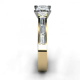 2.1ct Princess Cut Diamond Dual Tone Engagement Ring 14k Yellow Gold Finish