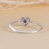 0.3ct Round Cut Blue Sapphire Engagement Ring 14k White Gold Finish Open Heart