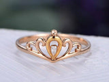 0.12ct Marquise Cut Diamond Engagement Ring Stylish Crown 14k Rose Gold Finish