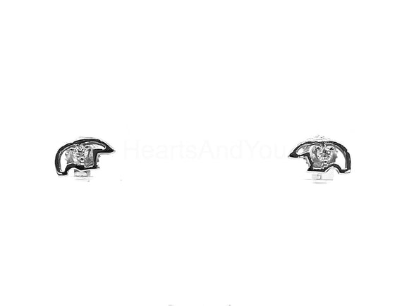 0.01ct Round Cut Moissanite Polar Bear Stud Earrings Women 14k White Gold Plated