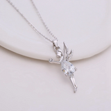 1Ct Pear Cut Diamond Angel Fairy Princess Women Pendant 14K White Gold Finish