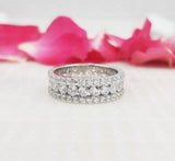 2ct Round Cut Moissanite Pave Full Eternity Wedding Band 14k White Gold Plated