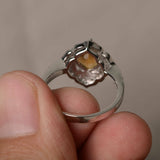 1.5ct Cushion Cut Yellow Citrine Engagement Ring 14k White Gold Finish Floral