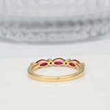 1ct Marquise Pink Ruby Wedding Band Half Eternity Stackable 18k Yellow Gold Over