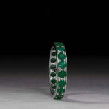 2.5ct Wedding Band Round Cut Green Emerald Full Eternity 14k White Gold Finish