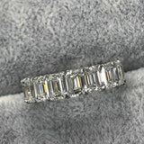 6Ct Emerald Cut Diamond Women Wedding Band 14K White Gold Finish Full Eternity