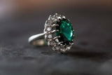 2.55ct Engagement Ring Oval Cut Green Emerald Cocktail 14k White Gold Finish