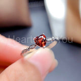 0.6ct Heart Cut Simulated Red Garnet Minimalist Ring 14k White Gold Plated