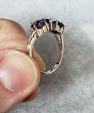 2.35ct Heart Cut Purple Amethyst Trilogy Engagement Ring 14k White Gold Finish