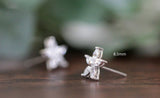 Flower Bridal Stud Earrings 0.5ct Marquise Cut Diamond 14k White Gold Finish