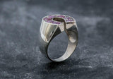 2.3ct Engagement Ring Round Cut Pink Ruby Horse Shoe 14k White Gold Finish