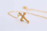 0.5ct Round Cut Diamond Pendant with Chain Cross Design 14k Yellow Gold Finish