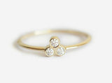 0.4ct Round Cut Diamond Engagement Ring 14k YellowGold Finish Minimalist Trilogy