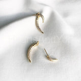 2ct Round Cut Moissanite Horn Double Sided Drop Earrings 14k Yellow Gold Plated