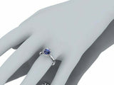 2ct Round Cut Blue Sapphire Engagement Ring Solitaire Halo 14k White Gold Finish