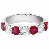 4.4ct Round Cut Pink Ruby Wedding Band Ring Half Eternity 14k White Gold Finish