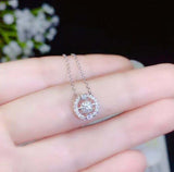 1ct Diamond Pendant with Chain Round Cut Split Halo 14k White Gold Finish