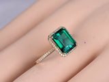 1.2ct Emerald Cut Green Emerald Solitaire Engagement Ring 14k Rose Gold Finish