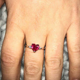 1ct Heart Cut Pink Ruby Engagement Ring Trilogy Minimalist 14k White Gold Finish