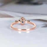 1.1ct Round Cut Blue Aquamarine Engagement Ring Minimalist 14k Rose Gold Finish