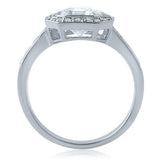 3.35ct Asscher Cut Diamond Engagement Ring Halo Solitaire 14k White Gold Finish