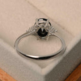 2ct Oval Black Diamond Engagement Ring Petite Round Accent 14k White Gold Finish