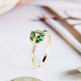 1.2ct Marquise Cut Green Emerald 3 Stone Leaf Design Ring 14k Yellow Gold Finish