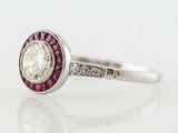 2ct Round Cut Diamond Ruby Halo Art Deco Engagement Ring 14k White Gold Finish