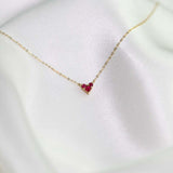 0.5ct Princess Cut Pink Ruby Three Stone Pendant with Chain 14k Yellow Gold Over