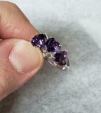 2.35ct Heart Cut Purple Amethyst Trilogy Engagement Ring 14k White Gold Finish