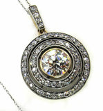 5Ct Round Cut Diamond Dual Halo Vintage Pendant with Chain 14K White Gold Finish